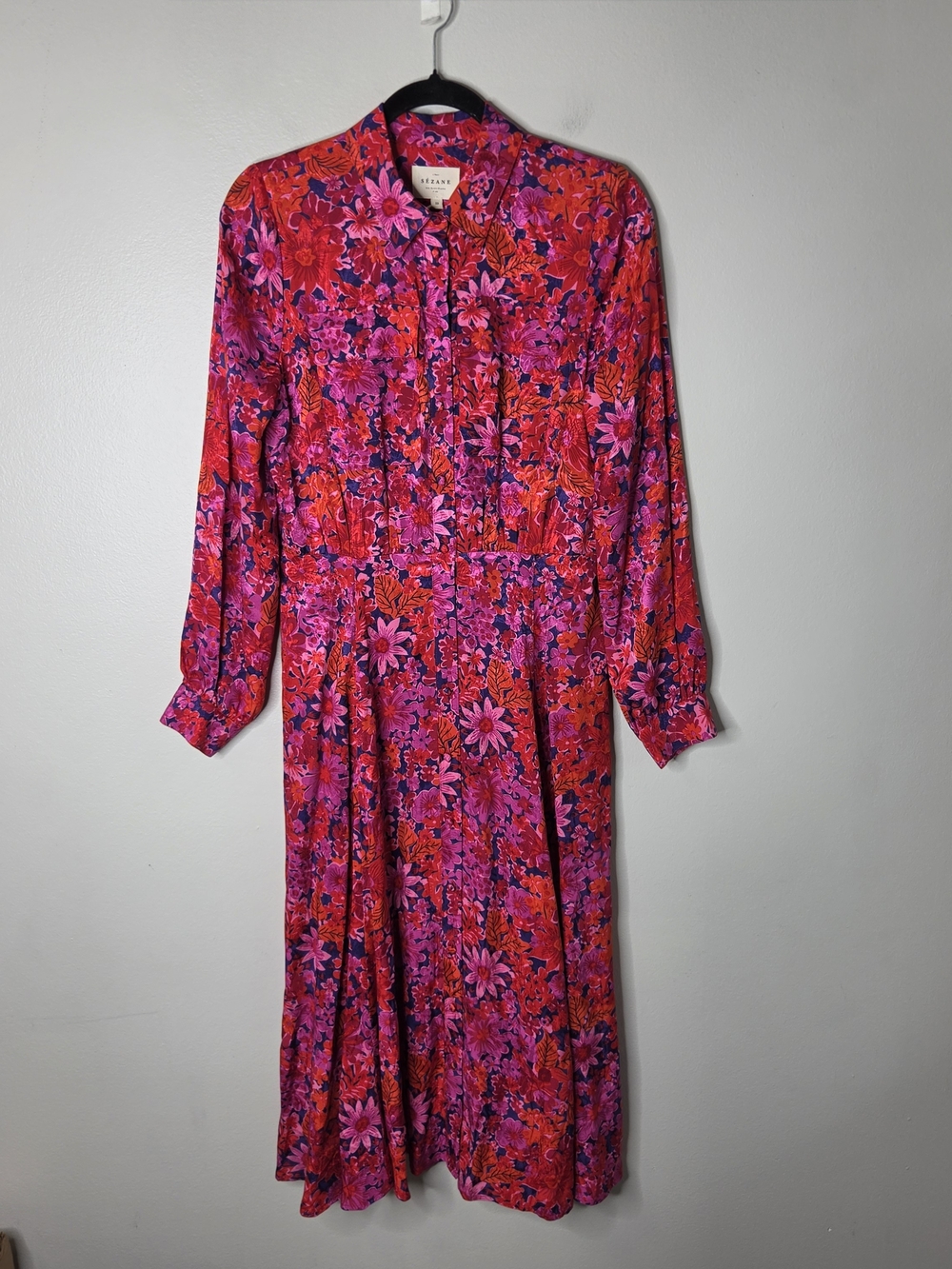 Sezane Lauretta Dress In Fuchsia Floral